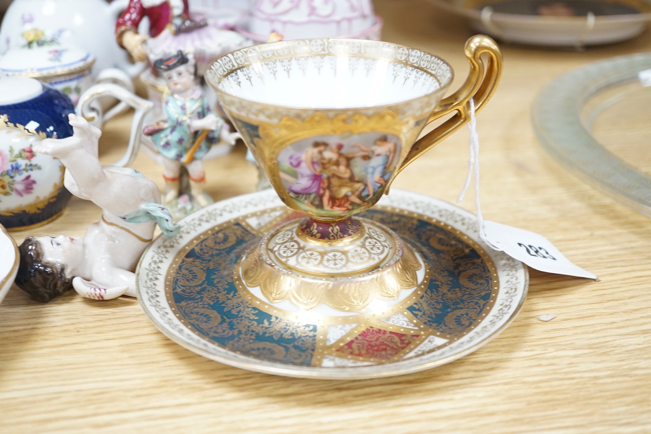 A mixed collection of 19th century and later continental porcelain